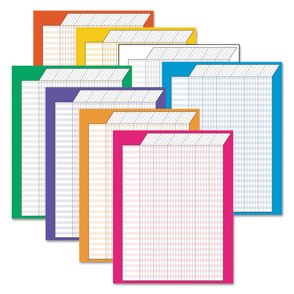 TREND® Jumbo Vertical Incentive Chart Pack, 22 x 28, Vertical Orientation, Assorted Colors with Assorted Borders, 8/Pack (TEPT73901) Pack of 8