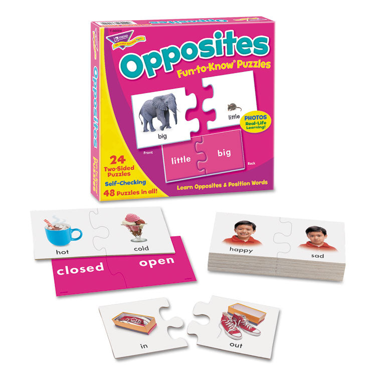 TREND® Fun to Know Puzzles, Opposites, Ages 3 and Up, 24 Puzzles (TEPT36004) Each