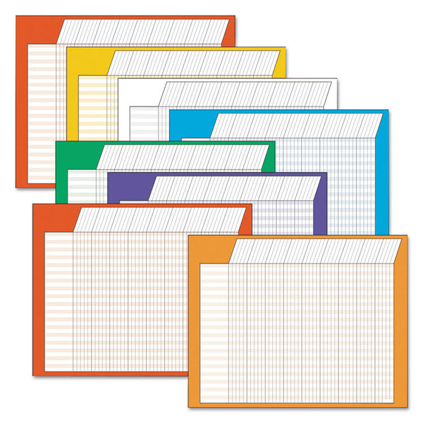 TREND® Jumbo Horizontal Incentive Chart Pack, 28 x 22, Assorted Colors with Assorted Borders, 8/Pack (TEPT73902) Pack of 8