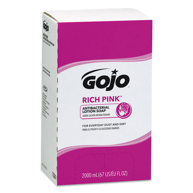 GOJO® RICH PINK Antibacterial Lotion Soap Refill, Floral, 2,000 mL, 4/Carton (GOJ7220) Case of 4