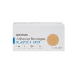 McKesson Adhesive Spot Bandage 1 Inch Plastic Round Tan Sterile (466877_BX) 100/BX