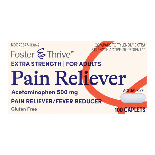 Foster & Thrive™ Pain Relief 500 mg Strength Acetaminophen Caplet 100 per Bottle (1238950_BT) 1/BT