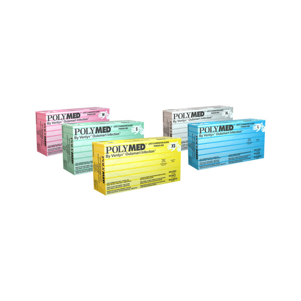 Polymed® Exam Glove Small NonSterile Latex Standard Cuff Length Fully Textured Ivory Not Rated (349004_BX) 100/BX