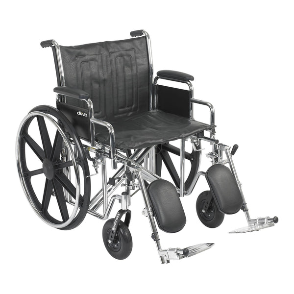 McKesson Bariatric Wheelchair Dual Axle Desk Length Arm Swing-Away Elevating Legrest Black Upholstery 22 Inch Seat Width Adult 450 lbs. Weight Capacity (1065281_EA) 1/EA