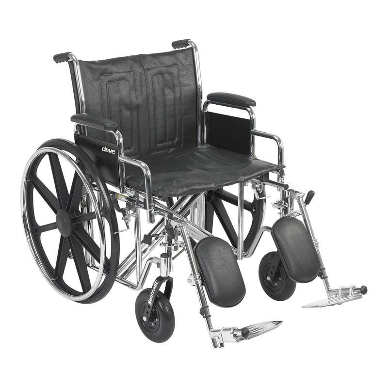 McKesson Bariatric Wheelchair Dual Axle Desk Length Arm Swing-Away Elevating Legrest Black Upholstery 22 Inch Seat Width Adult 450 lbs. Weight Capacity (1065281_EA) 1/EA