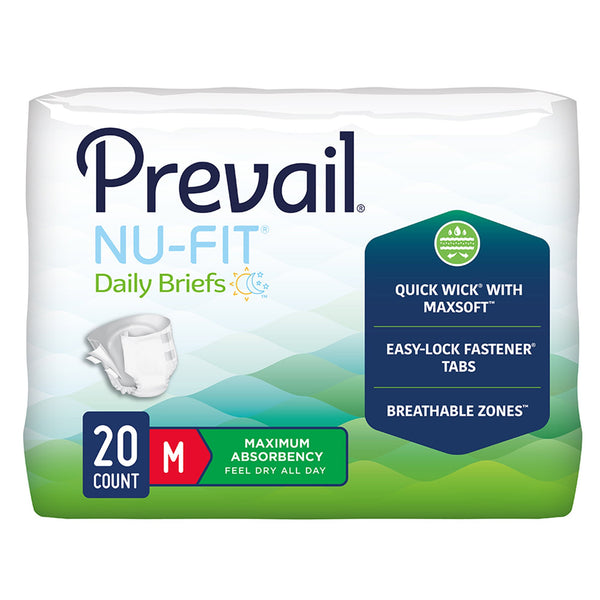 Prevail® Nu-Fit® Unisex Adult Incontinence Brief Medium Disposable Heavy Absorbency (1261576_PK) 20/PK