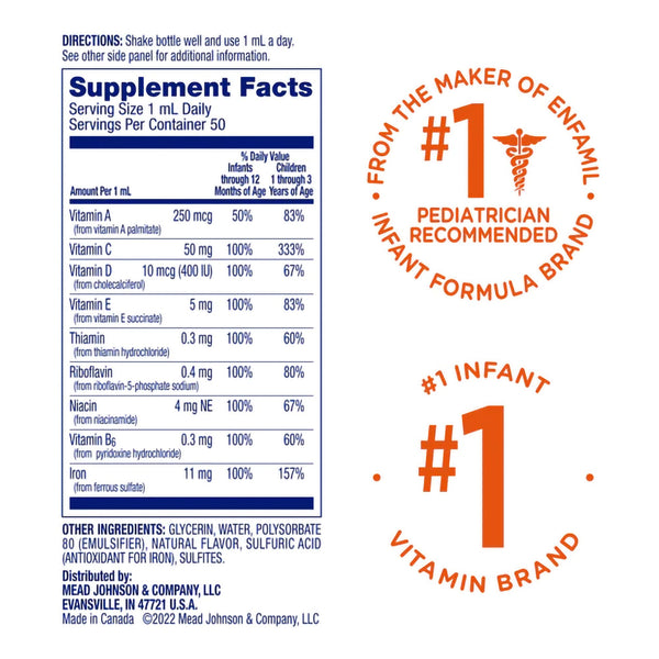Poly·Vi·Sol® with Iron Pediatric Multivitamin Supplement Vitamin A 1,500 IU Strength Oral Drops 1.67 oz. (793519_EA) 1/EA
