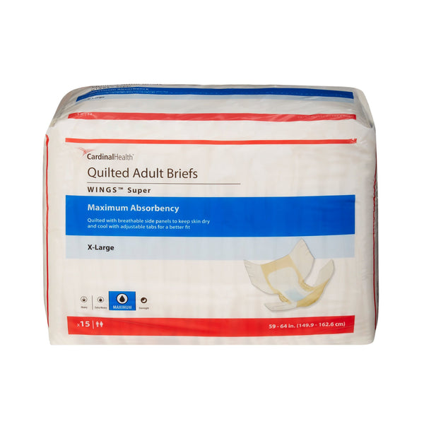 Wings™ Super Quilted Unisex Adult Incontinence Brief X-Large Disposable Heavy Absorbency (960585_BG) 15/BG
