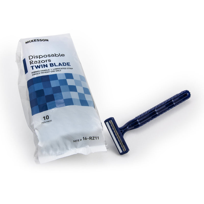 McKesson Personal Razor with Lubricating Strip Single Edge Twin Blade NonSterile Disposable (899539_PK) 1/PK