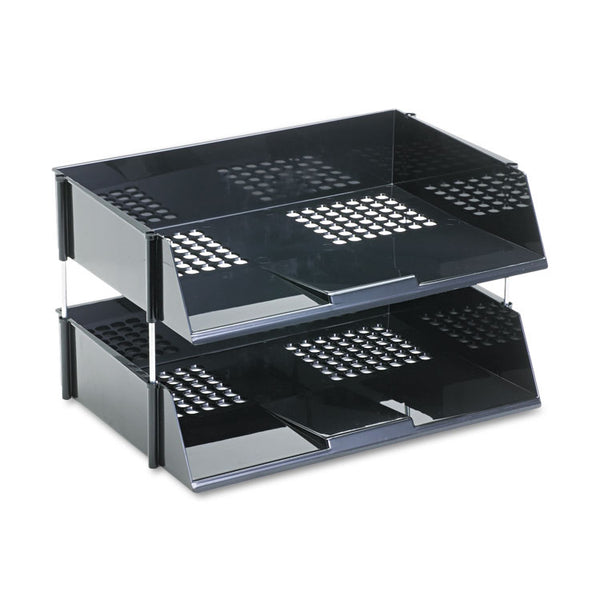 deflecto® Industrial Tray Side-Load Stacking Tray Set, 2 Sections, Letter to Legal Size Files, 16.38" x 11.13" x 3.5", Black, 2/Pack (DEF582704) 1 Set