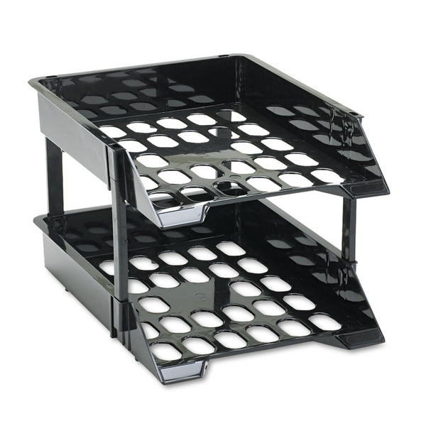 deflecto® SuperTray Countertop Tray Set, 2 Sections, Letter to Legal Size Files, 11" x 14.88" x 2.5", Black, 2/Pack (DEF63304) 1 Set