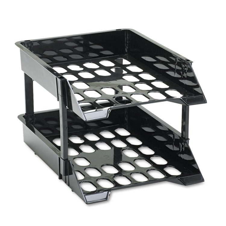 deflecto® SuperTray Countertop Tray Set, 2 Sections, Letter to Legal Size Files, 11" x 14.88" x 2.5", Black, 2/Pack (DEF63304) 1 Set
