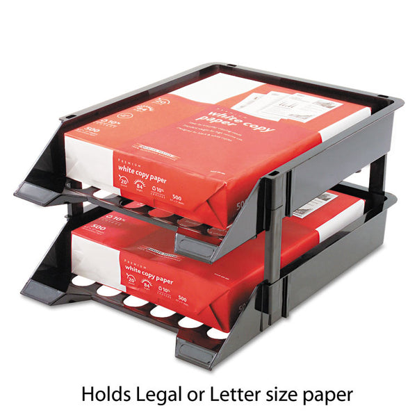 deflecto® SuperTray Countertop Tray Set, 2 Sections, Letter to Legal Size Files, 11" x 14.88" x 2.5", Black, 2/Pack (DEF63304) 1 Set