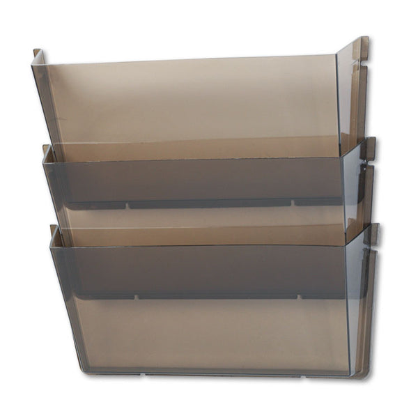 deflecto® Unbreakable DocuPocket Wall File, 3 Sections, Letter Size, 14.5" x 3" x 6.5", Smoke, 3/Pack (DEF63602RT) Set of 3