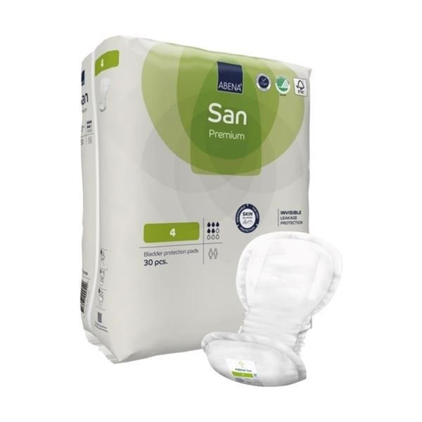 Abena® San Premium Bladder Control Pad 7.8 X 16.5 Inch Moderate Absorbency Fluff / Polymer Core Size 4 (1218216_PK) 30/PK