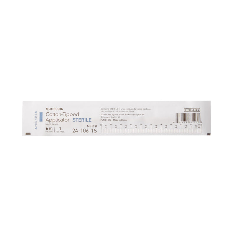 McKesson Swabstick Cotton Tip Wood Shaft 6 Inch Sterile 1 per Pack (999736_BX) 100/BX