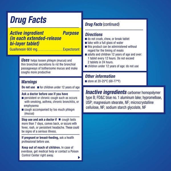Mucinex® Cold and Cough Relief 600 mg Strength Tablet 40 per Box (797347_BX) 40/BX