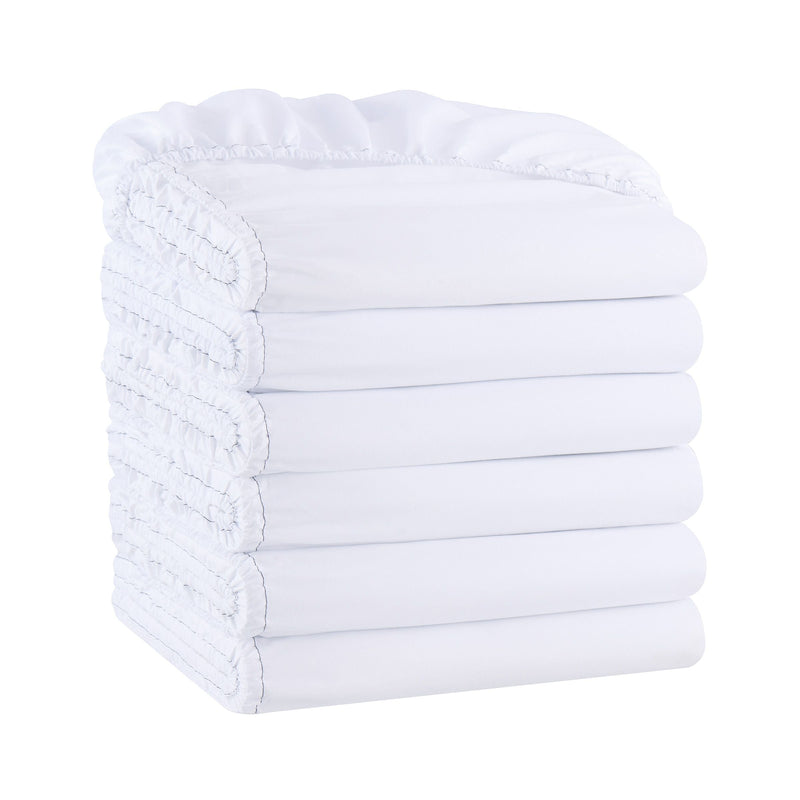 Host & Home Microfiber Fitted Sheet Queen White (6/Pack) (P-MFS-608012) 6/PK