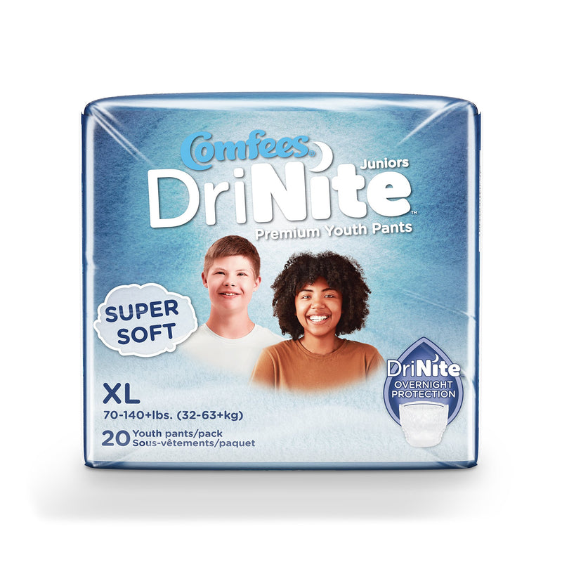 Comfees® DriNite® Juniors Unisex Youth Absorbent Underwear Pull On with Tear Away Seams Large / X-Large Disposable Heavy Absorbency (1211840_CS) 80/CS