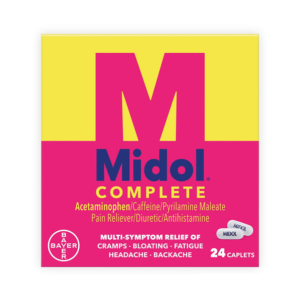 Midol® Complete Cramp Relief 500 mg - 60 mg - 15 mg Strength Acetaminophen / Caffeine / Pyrilamine Maleate Caplet 24 per Box (783600_BX) 1/BX