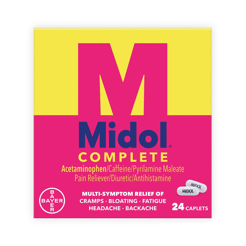 Midol® Complete Cramp Relief 500 mg - 60 mg - 15 mg Strength Acetaminophen / Caffeine / Pyrilamine Maleate Caplet 24 per Box (783600_BX) 1/BX