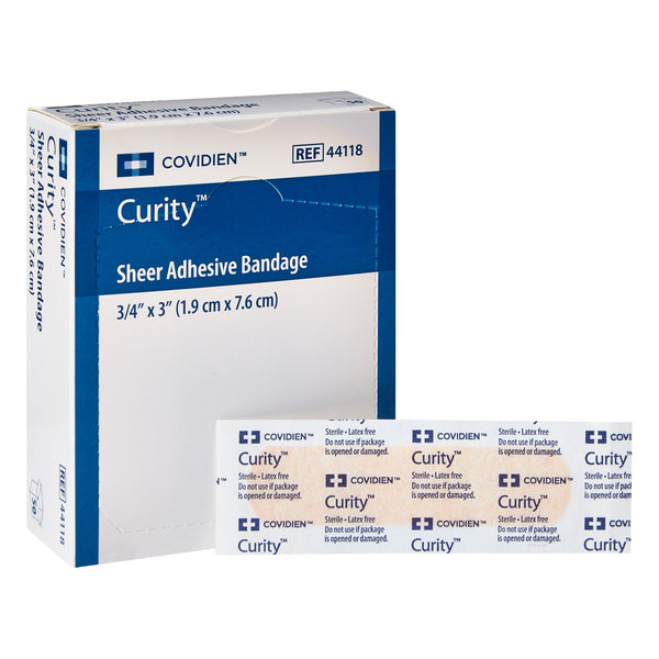 Curity™ Adhesive Strip 3/4 X 3 Inch Plastic Rectangle Sheer Sterile (735146_BX) 50/BX