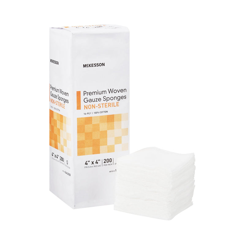 McKesson Gauze Sponge 4 X 4 Inch 16-Ply NonSterile 200 per Pack (446043_CS) 2000/CS