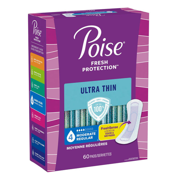 Poise® Fresh Protection™ Ultra Thin Bladder Control Pad 9.4 Inch Length Moderate Absorbency Sodium Polyacrylate Core One Size Fits Most (1160323_PK) 60/PK