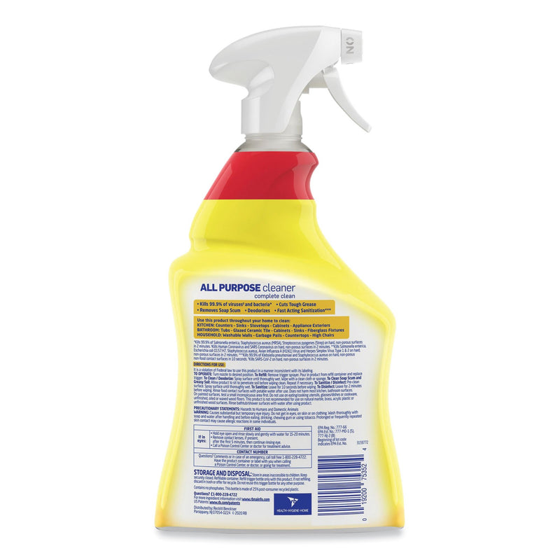Lysol® All Purpose Surface Disinfectant Cleaner Trigger Spray Liquid 32 oz. Bottle Lemon Breeze Scent NonSterile (680982_CS) 12/CS
