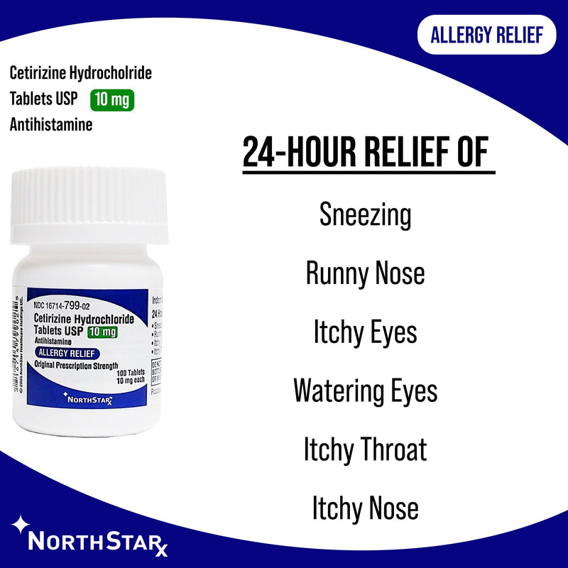 NorthStar Cetirizine HCl 10 mg Tablet 100 Tablets (1116433_BT) 1/BT