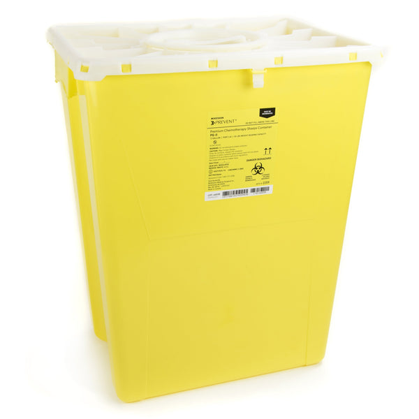 McKesson Prevent® Chemotherapy Waste Container Yellow Base 20-4/5 H X 17-3/10 W X 13 L Inch Vertical Entry 12 Gallon (869602_EA) 1/EA