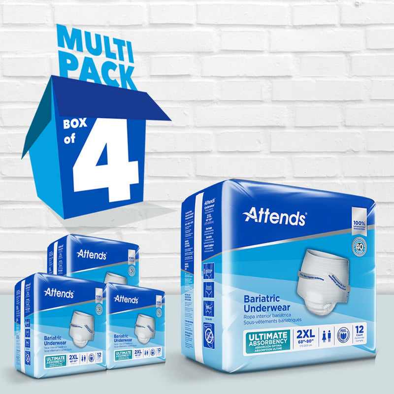 Attends® Bariatric Unisex Adult Absorbent Underwear Pull On with Tear Away Seams 2X-Large Disposable Heavy Absorbency (950228_BG) 12/BG