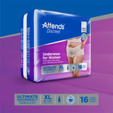 Attends® Discreet Female Adult Absorbent Underwear Pull On with Tear Away Seams X-Large Disposable Heavy Absorbency (1039112_CS) 64/CS