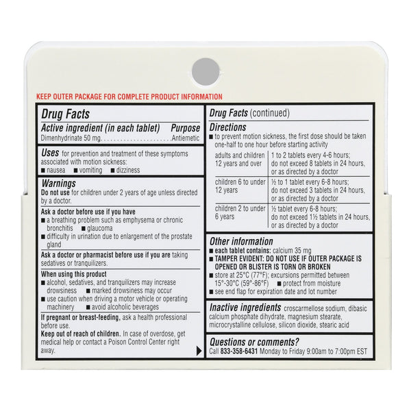 Foster & Thrive™ Nausea Relief 50 mg Strength Tablet 12 per Box (1235083_BX) 1/BX