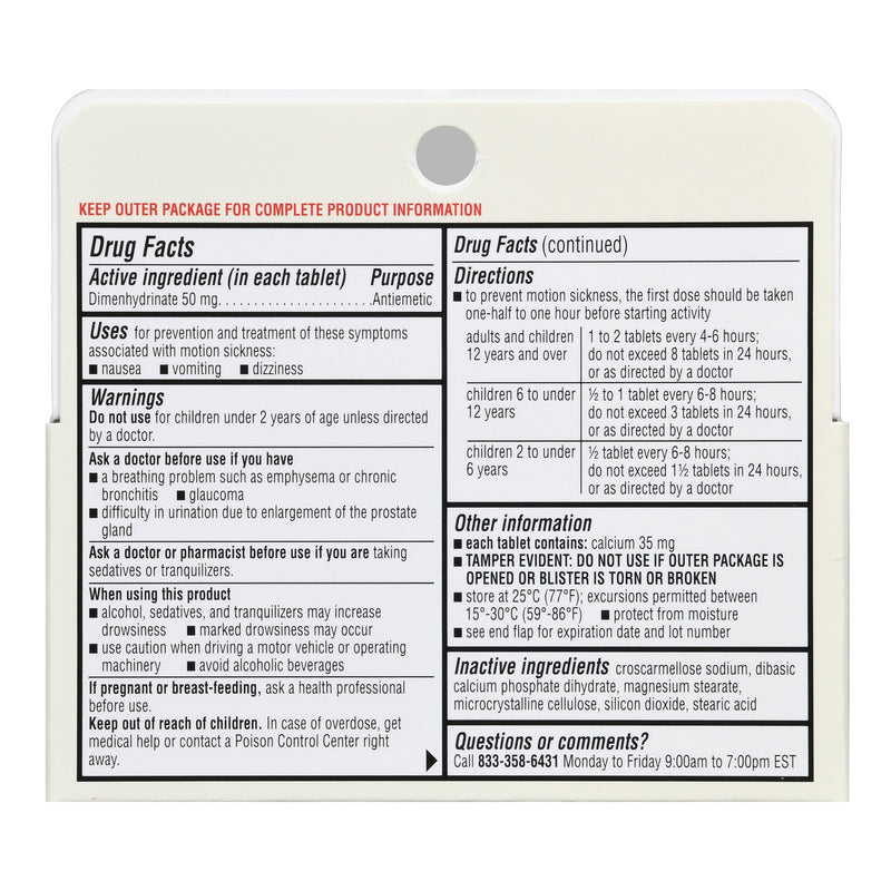 Foster & Thrive™ Nausea Relief 50 mg Strength Tablet 12 per Box (1235083_BX) 1/BX