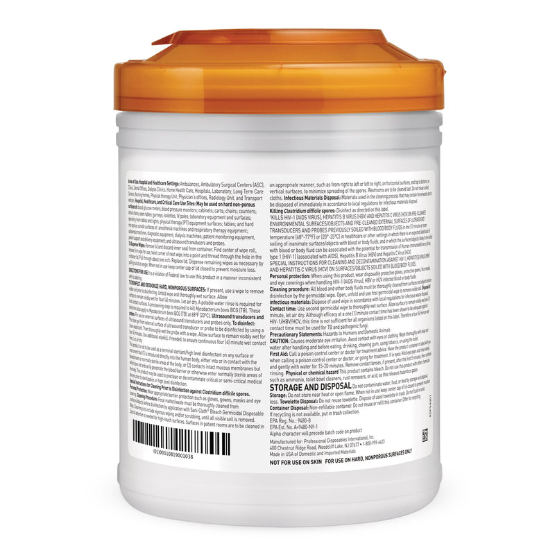 Sani-Cloth® Bleach Surface Disinfectant Cleaner Premoistened Germicidal Manual Pull Wipe 75 Count Canister Chlorine Scent NonSterile (786308_CN) 1/CN