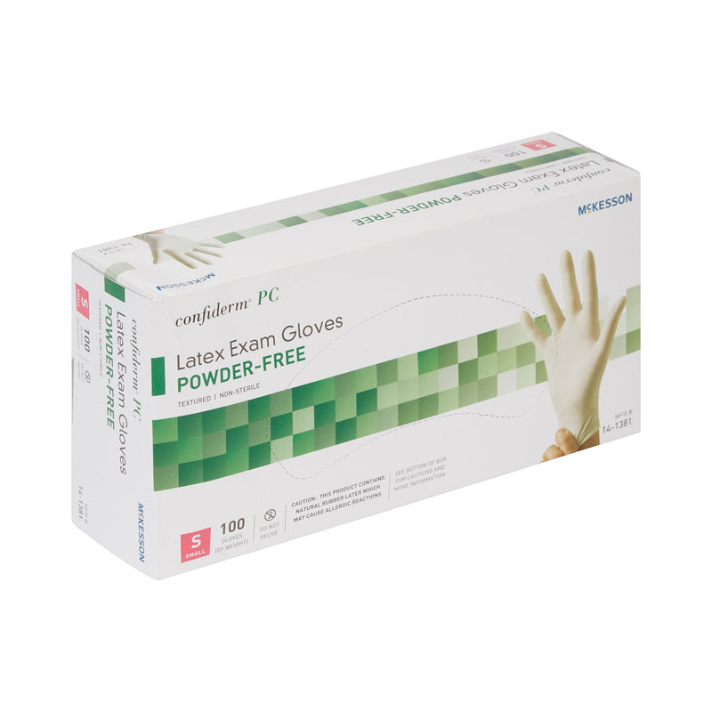 McKesson Confiderm® Exam Glove Small NonSterile Latex Standard Cuff Length Fully Textured Ivory Not Rated (921597_CS) 1000/CS