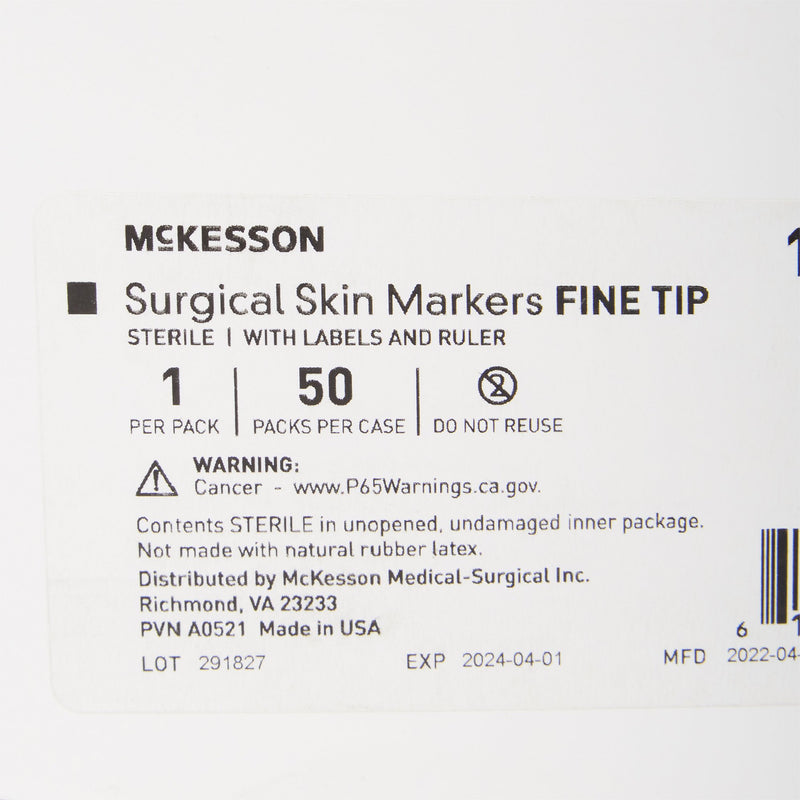 McKesson Skin Marker with Ruler and Labels Gentian Violet Ink Sterile Full Size Fine Tip (1182556_BX) 50/BX