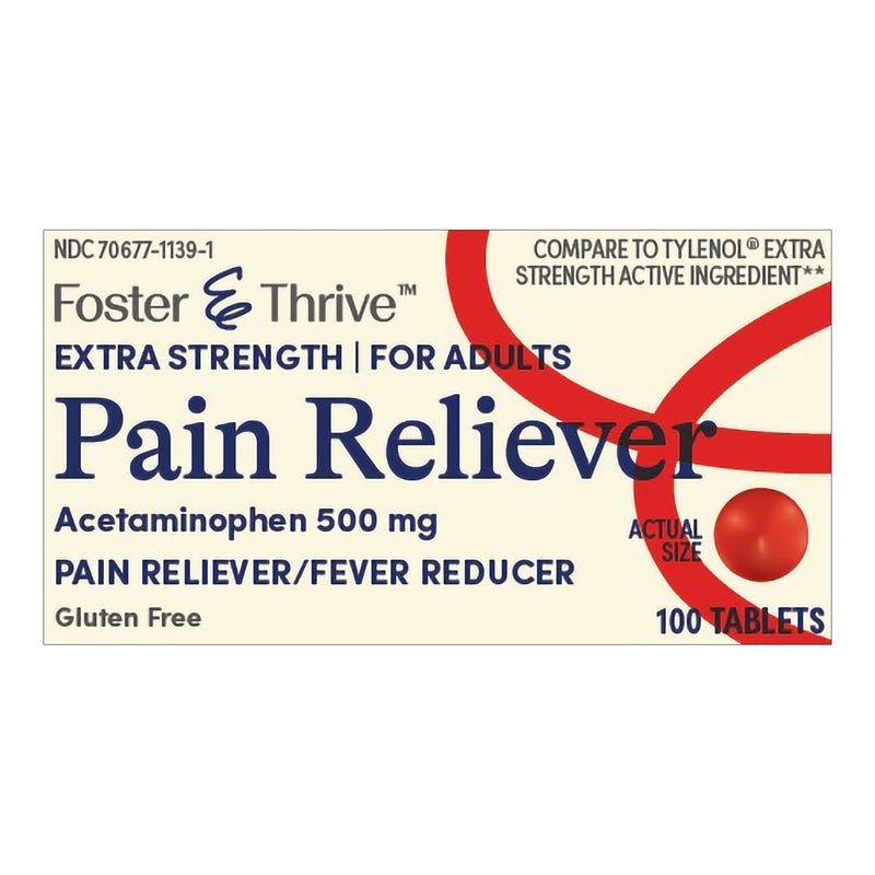 Foster & Thrive™ Pain Relief 500 mg Strength Acetaminophen Tablet 100 per Bottle (1238930_BT) 1/BT