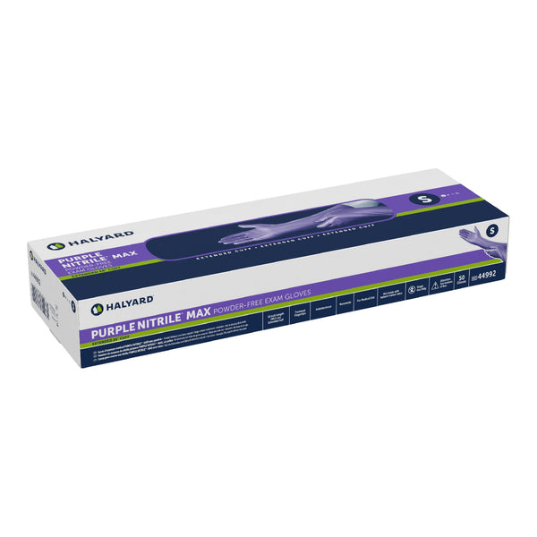 Purple Nitrile Max™ Exam Glove Small NonSterile Nitrile Extended Cuff Length Fully Textured Purple Not Rated (1051222_CS) 400/CS
