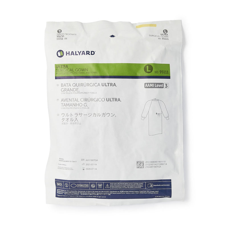 ULTRA Non-Reinforced Surgical Gown with Towel Large Blue Sterile AAMI Level 3 Disposable (217165_CS) 32/CS