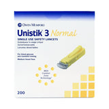 Unistik 3 Safety Lancet 23 Gauge Retractable Push Button Activation Finger (475826_BX) 200/BX
