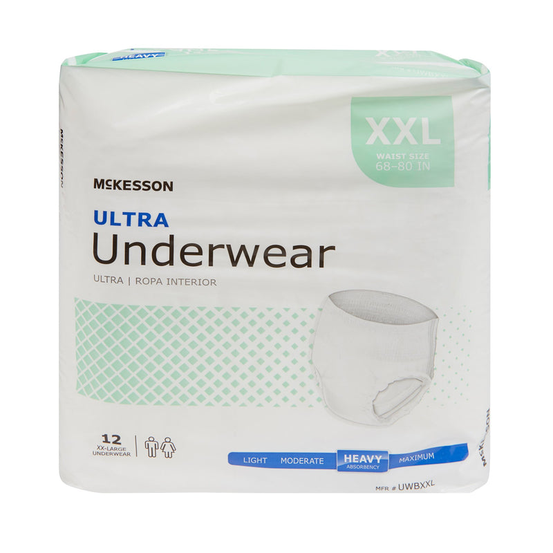 McKesson Ultra Unisex Adult Absorbent Underwear Pull On with Tear Away Seams 2X-Large Disposable Heavy Absorbency (724919_BG) 1/BG