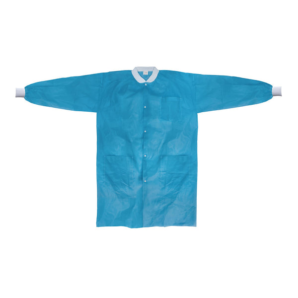 McKesson Lab Coat Blue Large / X-Large Knee Length Spunbond Polypropylene Disposable (1207904_BG) 10/BG