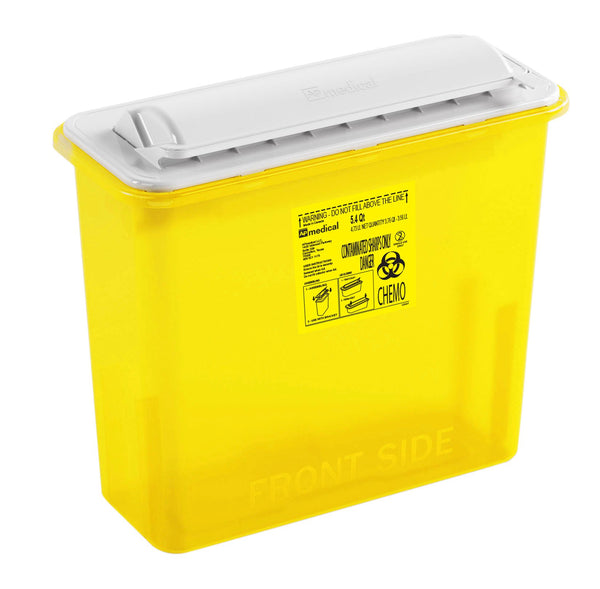 AP Line Chemotherapy Waste Container Yellow Base 12 L X 4-1/2 W X 10-4/5 H Inch Horizontal Entry 1.35 Gallon (907240_CS) 12/CS