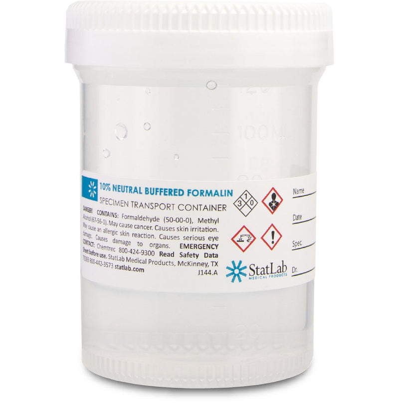 StatClick™ Prefilled Formalin Container 60 mL Fill in 120 mL (4 oz.) Screw Cap Warning Label NonSterile (1002260_EA) 1/EA