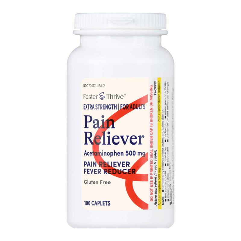 Foster & Thrive™ Pain Relief 500 mg Strength Acetaminophen Caplet 100 per Bottle (1238950_BT) 1/BT