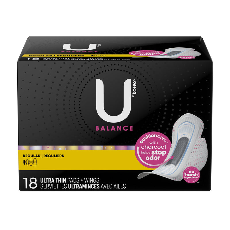 U by Kotex® Balance Feminine Pad Ultra Thin with Wings Regular Absorbency (1224718_CS) 108/CS