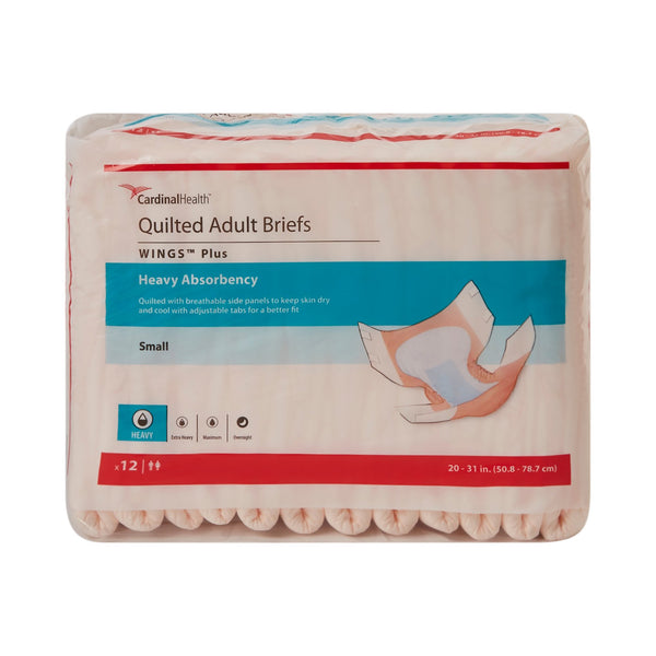 Wings™ Plus Quilted Unisex Adult Incontinence Brief Small Disposable Heavy Absorbency (747160_BG) 12/BG