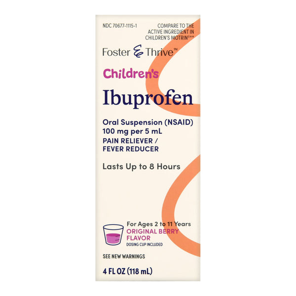 Foster & Thrive™ Children's Pain Relief 100 mg / 5 mL Strength Ibuprofen Oral Suspension 4 oz. (1238933_BT) 1/BT